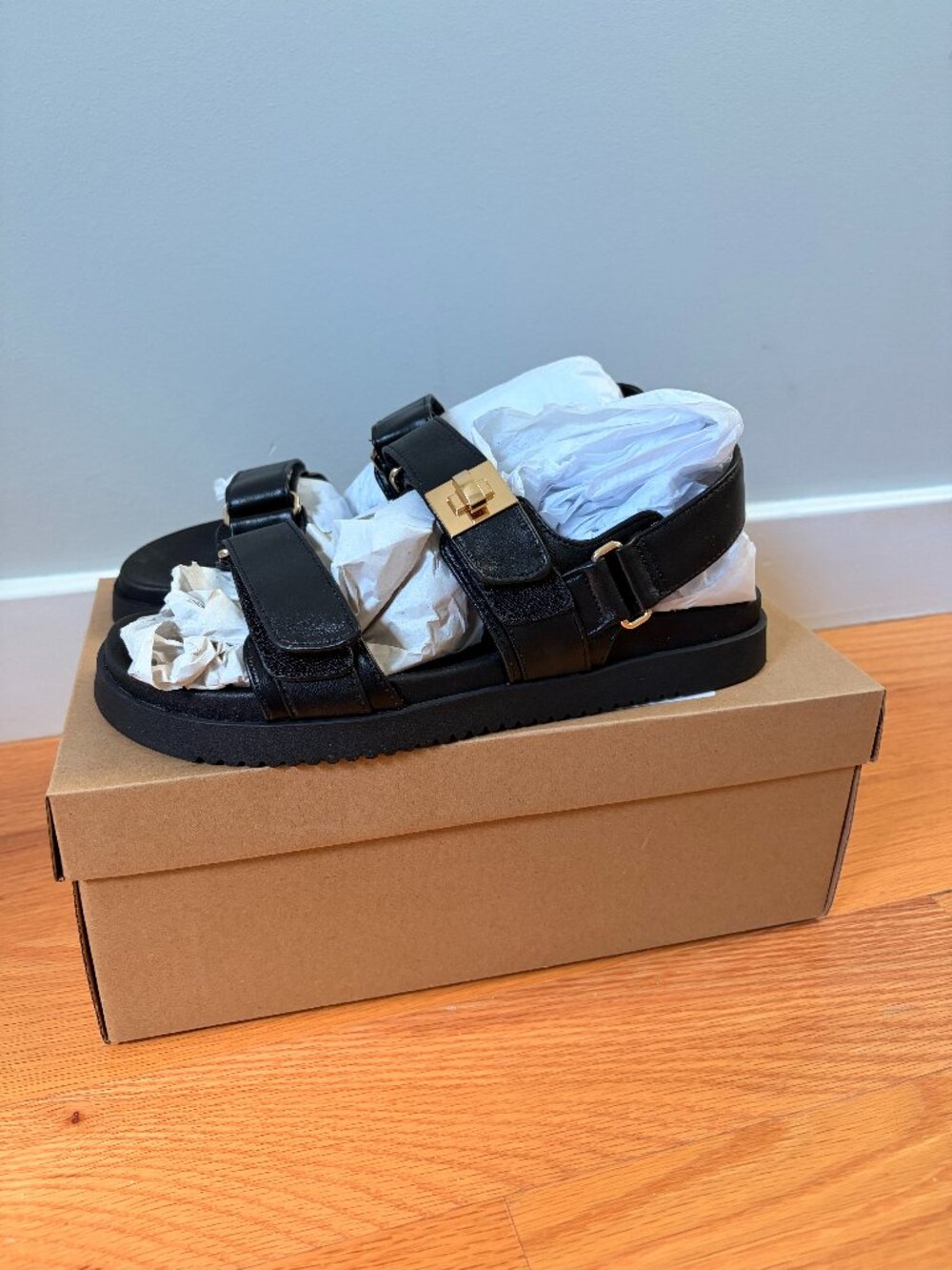 Steve Madden | Mona Flatform Black Sandals